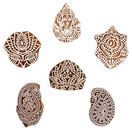 Set of 6 Piece New Mix Wooden Printing Block